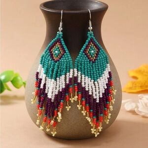 Tribal Fringe Beaded Earrings